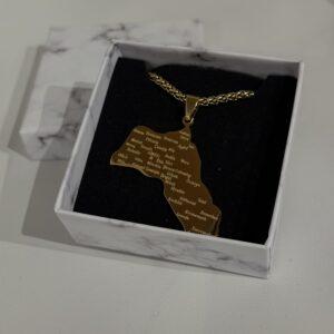 Collier Kurdistan Doré acier inoxydable – Carte Gravée avec Noms des Villes Kurdes