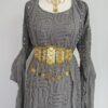 Robe Traditionnelle Kurde Grise – Fistan Élégant avec Détails Dorés