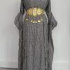 Robe Traditionnelle Kurde Grise – Fistan Élégant avec Détails Dorés