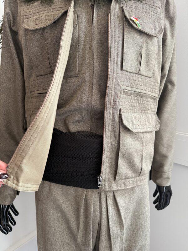Şal û Şepik Bakur kaki claire– Tenue Kurde Homme Guérilla en Gabardine avec Ceinture
