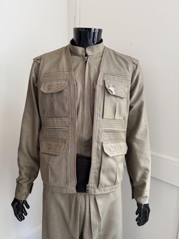 Şal û Şepik Bakur kaki claire– Tenue Kurde Homme Guérilla en Gabardine avec Ceinture
