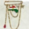 Broche Kurde Traditionnelle Dorée – Épingle Décorative Kurdistan (Drapeau & Chaînes) | Accessoire Tenue Kurde Homme & Femme