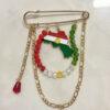 Broche Kurde Traditionnelle Dorée – Épingle Décorative Kurdistan (Drapeau & Chaînes) | Accessoire Tenue Kurde Homme & Femme