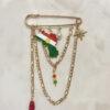 Broche Kurde Traditionnelle Dorée – Épingle Décorative Kurdistan (Drapeau & Chaînes) | Accessoire Tenue Kurde Homme & Femme