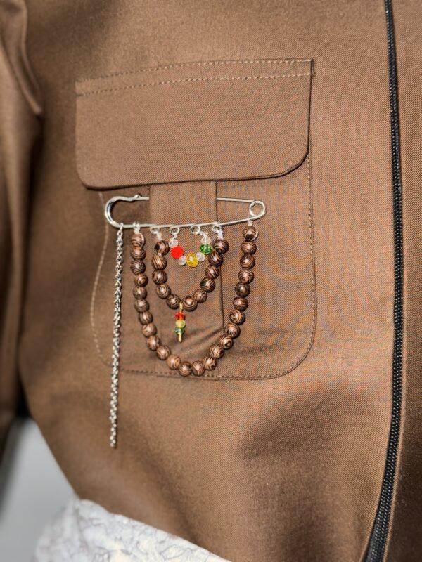 Broche Kurde Traditionnelle argentée– Épingle Décorative Kurdistan (Drapeau & Chaînes) | Accessoire Tenue Kurde Homme & Femme