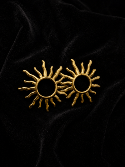 Boucles d’Oreilles Soleil Kurde Doré – Symbole du Kurdistan