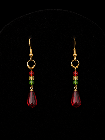 Boucles d’Oreilles Goutte Kurdistan Rouge – Bijou Traditionnel Kurde