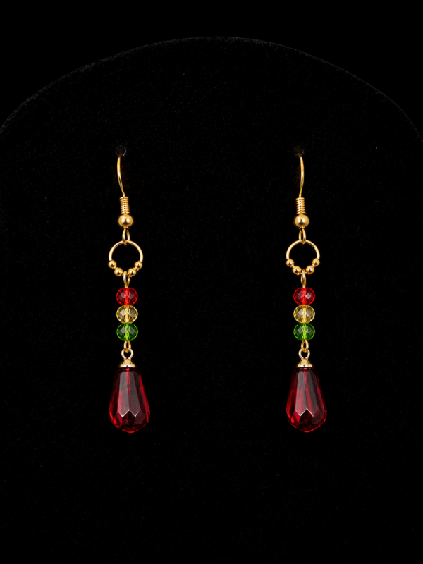 Boucles d’Oreilles Goutte Kurdistan Rouge – Bijou Traditionnel Kurde