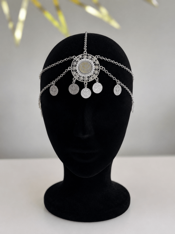 Bijou de Tête Kurde Argenté à Pièces – Accessoire Traditionnel du Kurdistan