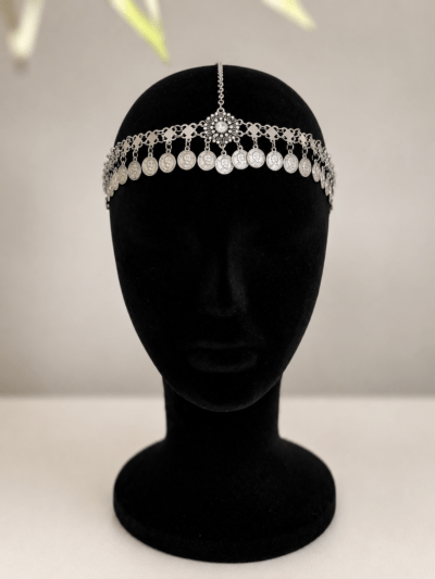 Bijou de Tête Kurde Argenté à Pièces – Coiffe Traditionnelle du Kurdistan