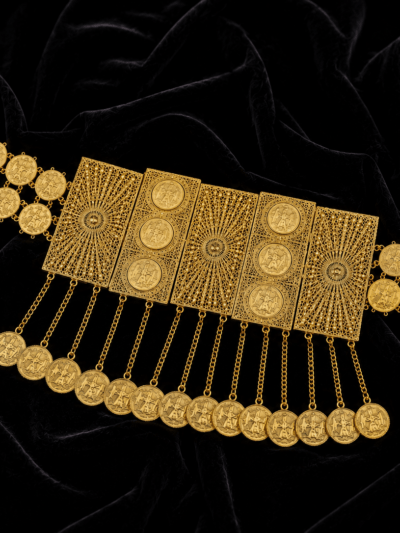 Ceinture Kurde Dorée à Plaques et Pièces – Ceinture Traditionnelle Femme |