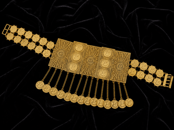 Ceinture Kurde Dorée à Plaques et Pièces – Ceinture Traditionnelle Femme |
