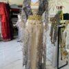 Robe Kurde Femme "Zerya" – Robe Traditionnelle Champagne et Argent avec Ceinture Dorée | Kurdish Dressing