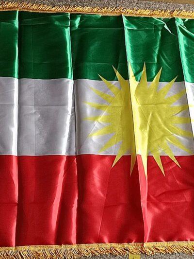 Drapeau Kurde Kurdistan 90x150 cm avec Bordure Dorée