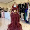 robe-mariee-kurde-bordeaux-fistan-voile. Robe de Mariée Kurde Bordeaux – Fistan Henné / Kina avec Voile